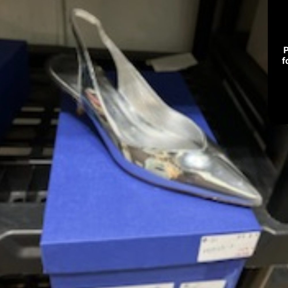 Sz 7.5 Nib Stuart Weitzman Eva 50 Silver Women's Slingback Heels - Picture 9 of 11
